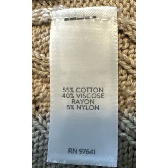 J. Jill TAN BEIGE Cable Knit Open Front Cardigan 3/4 Sleeves Petite XL - Picture 9 of 10